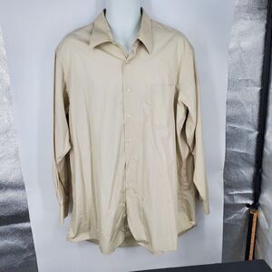 Covington Shirt Mens XL Beige Button Down Dress Long Sleeve Chest Pocket Khaki